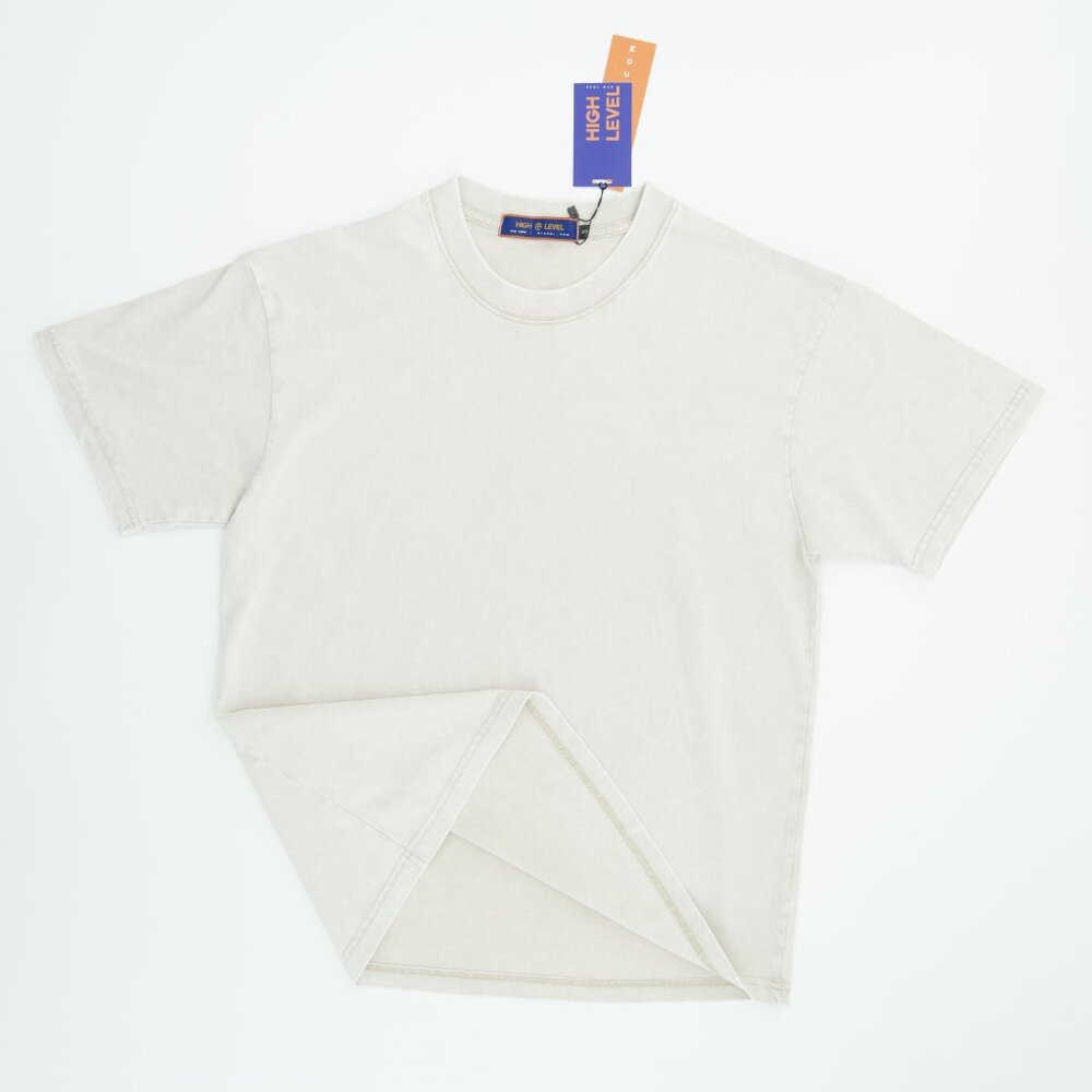 Cream Washed HEAVYWEIGHT 225gsm 100% cotton Oversized Boxy T-shirt HIGH LEVEL HL - Picture 2 of 6